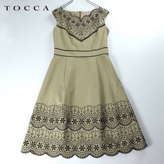 TOCCA トッカ　レース　ワンピース  春夏　ベージュ　0 S(ひざ丈ワンピース)