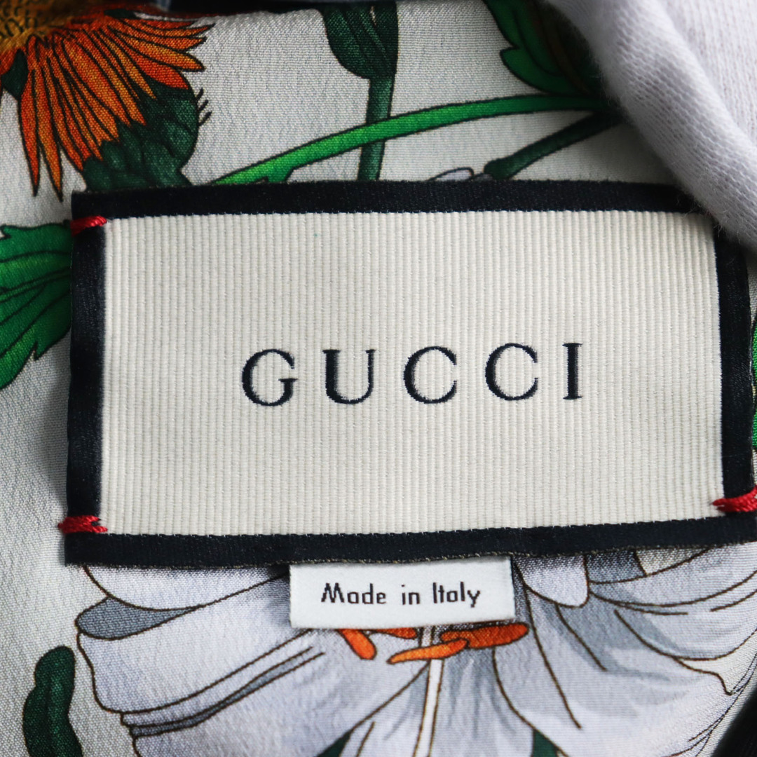 Gucci(グッチ)の良品●GUCCI グッチ 2019年製 572881 裏地シルク混・フローラル ロングコート トレンチコート ブラック 42 イタリア製 正規品 メンズ メンズのジャケット/アウター(トレンチコート)の商品写真