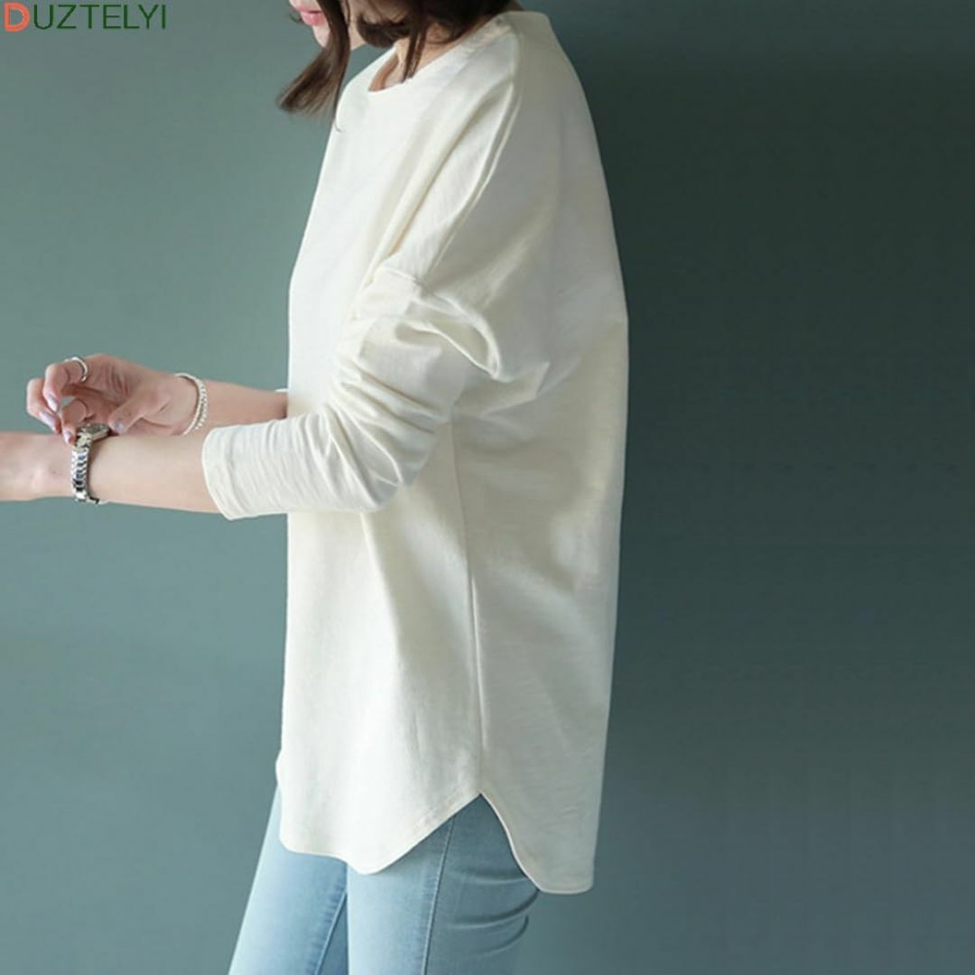 DUZTELYI tシャツ レディース カットソー 長袖 クルーネック ゆったり レディースのファッション小物(その他)の商品写真