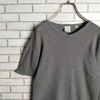 アヴィレックス(AVIREX)のAVIREX　Tシャツ　半袖リブニット　カットソー　Vネック　ミリタリー　グレー(Tシャツ/カットソー(半袖/袖なし))