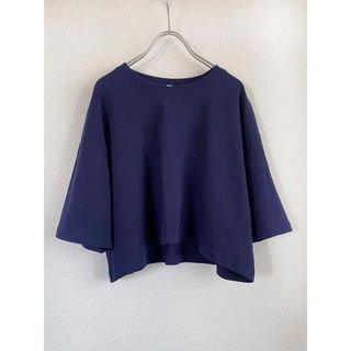 ザラ(ZARA)のZARA  短丈　オーバーサイズTシャツ　ネイビー(Tシャツ(半袖/袖なし))