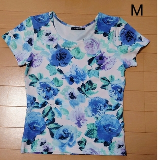 イング　半袖Tシャツ　M　花柄ブルー