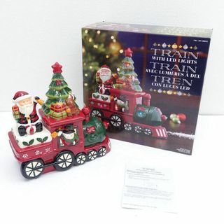 ◆【雑貨】TRAIN WITH LED LIGHTS 陶器 サンタ・トレイン 置物 生活雑貨【中古】  [0220488660](置物)