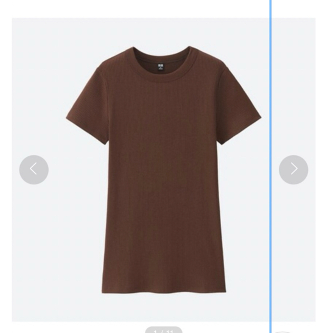 UNIQLO(ユニクロ)のUNIQLO リブTシャツ　２枚セット！　グレー×ブラウン レディースのトップス(Tシャツ(半袖/袖なし))の商品写真