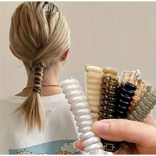 スパイラルポニー コイルポニー ヘアアクセサリー クリアブラウン【新品】 (その他)