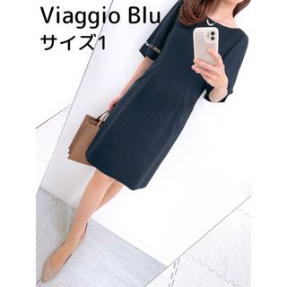 ビアッジョブルー(VIAGGIO BLU)の【美品✨】定価 53,000円❤️ビアッジョブルー✨サイズ1✨五分袖ワンピース(ひざ丈ワンピース)