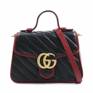 Gucci - グッチ GUCCI ショルダーバッグ GGマーモント レザー ブラック×レッド レディース 583571 送料無料【中古】 99906g