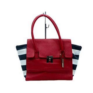 トミーヒルフィガー(TOMMY HILFIGER)のTOMMY HILFIGER トミーヒルフィガー レザー デニムボーダー トート バッグ 赤ｘ紺  ■■ レディース(トートバッグ)