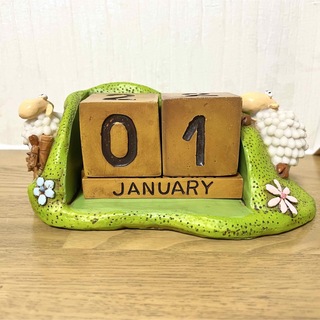 サイコロカレンダー ひつじ ニュージーランド かわいい 置物 インテリア(カレンダー/スケジュール)