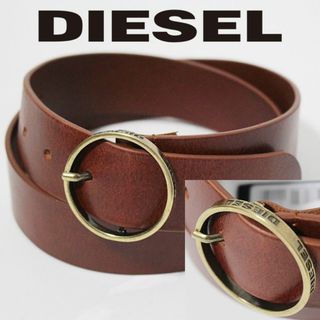 ディーゼル(DIESEL)の新品 ディーゼル バックルサイド刻印 男女兼用 シングルピンバックルベルト 茶(ベルト)