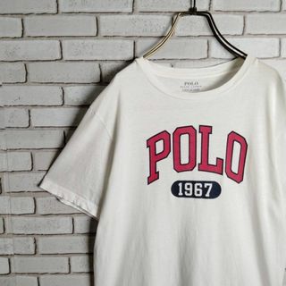 POLO RALPH LAUREN - ポロラルフローレン　Tシャツ　半袖　クルーネック　ビッグロゴ　プリント　白　L