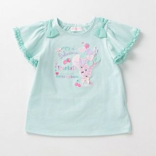 mezzo piano - 【美品】メゾピアノ　パフェ刺繍肩リボンTシャツ110