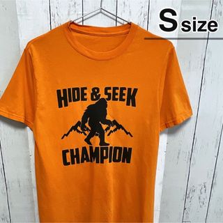 USA古着　Tシャツ　Sサイズ　オレンジ　クルーネック　コットン　プリント　ロゴ(Tシャツ/カットソー(半袖/袖なし))