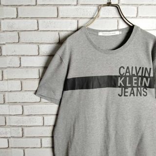 カルバンクラインジーンズ　Tシャツ　半袖　ビッグロゴ　プリント　グレー