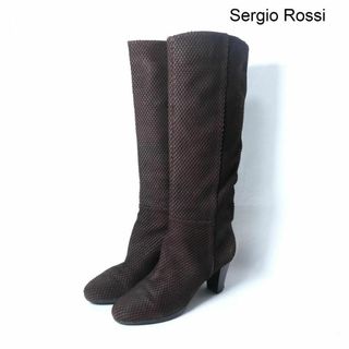 Sergio Rossi - 良品 セルジオロッシ パイソン レザー チャンキーヒール ジョッキーブーツ