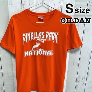 ギルタン(GILDAN)のUSA古着　GILDAN　Tシャツ　S　オレンジ　野球　背番号　ベースボール(Tシャツ/カットソー(半袖/袖なし))