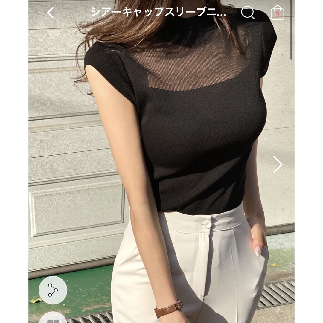 SNIDEL(スナイデル)のdholic♡シアーリブニット レディースのトップス(シャツ/ブラウス(半袖/袖なし))の商品写真
