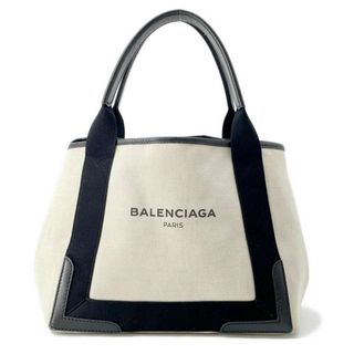 バレンシアガ(Balenciaga)のバレンシアガ トートバッグ ネイビーカバス S ポーチ付 339933 BALENCIAGA スモールサイズ カバ 黒 白(ハンドバッグ)