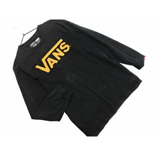 VANS バンズ ロゴ プリント 長袖 Tシャツ sizeS/黒  ■◇ メンズ