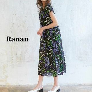 ラナン(Ranan)の未使用タグ付 Ranan ラナン 花柄 ロング スキッパーワンピース　M(ロングワンピース/マキシワンピース)