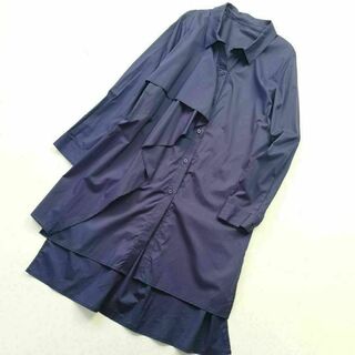 オットーコレクション　コットン　フリル　シャツワンピース　紫　大きいサイズ　13(ひざ丈ワンピース)