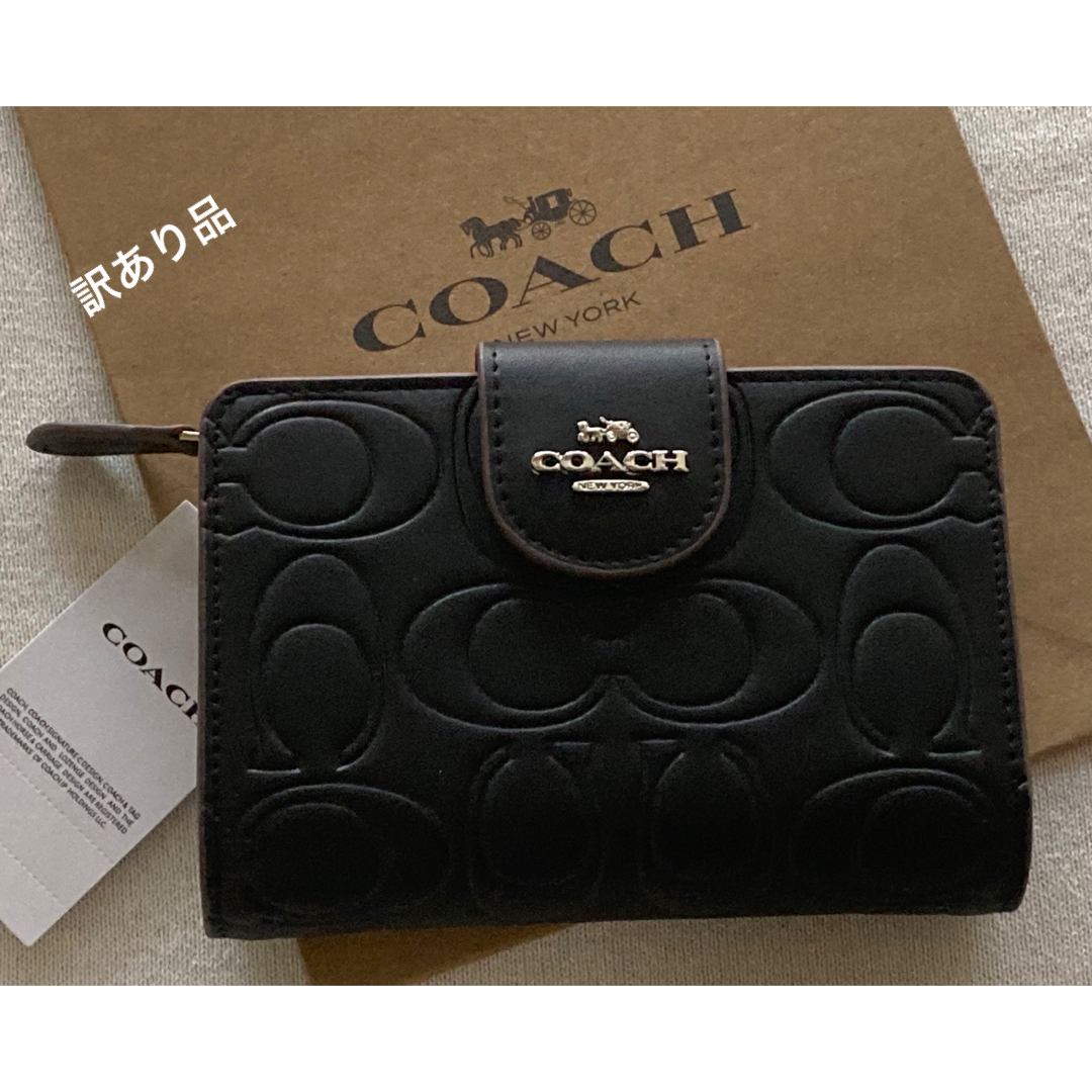 COACH(コーチ)の新品　COACH コーチ　二つ折り財布　シグネチャー　ブラックCM241 レディースのファッション小物(財布)の商品写真