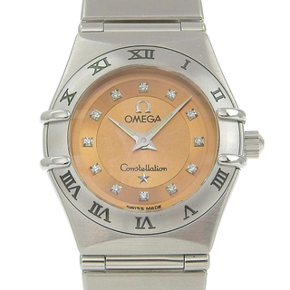 オメガ(OMEGA)の【OMEGA】オメガ コンステレーション シンディクロフォード 12Pダイヤ 1564.65 ステンレススチール クオーツ アナログ表示 レディース オレンジ文字盤 腕時計(腕時計)
