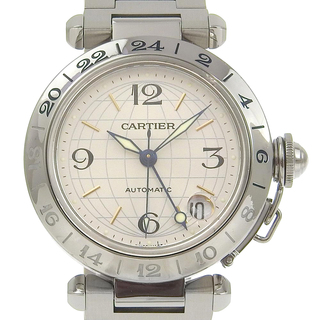 カルティエ(Cartier)の【CARTIER】カルティエ パシャ メリディアン GMT W31078M7 ステンレススチール 自動巻き ボーイズ シルバー文字盤 腕時計(腕時計)