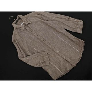 TETE HOMME テットオム リネン混 7分袖 シャツ size5/茶 ■◇ メンズ