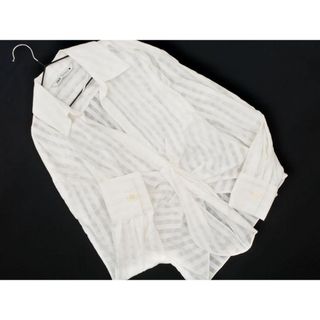 ザラ(ZARA)のZARA ザラ 透かしチェック リボン シャツ sizeXS/白 ■◇ レディース(シャツ/ブラウス(長袖/七分))