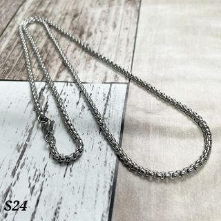 S24 メンズネックレス 長さ60cm幅3mm ステンレス シルバーネックレス(ネックレス)