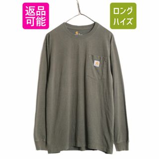 カーハート ポケット付き 長袖 Tシャツ メンズ М / 古着 CARHARTT ロンT ポケT 長袖シャツ ワンポイント ヘビーウェイト ロングスリーブ(Tシャツ/カットソー(七分/長袖))