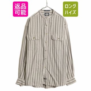 90s ドッカーズ リーバイス ストライプ 長袖 バンドカラー シャツ メンズ L / オールド LEVIS DOCKERS ノーカラー 長袖シャツ マルチカラー(シャツ)