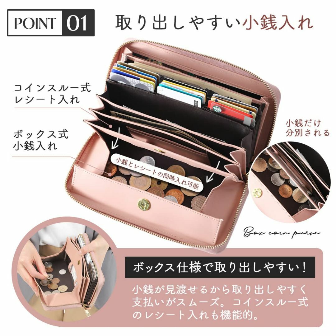 【色: Pink】[Kreisen]財布 レディース 長財布 大容量 じゃばら  レディースのバッグ(その他)の商品写真