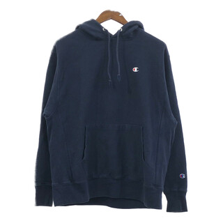 チャンピオン(Champion)のChampion チャンピオン REVERSE WEAVE リバースウィーブ スウェット パーカー ワンポイント ネイビー (メンズ L) 中古 古着 Q4979(パーカー)