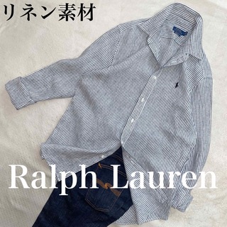 POLO RALPH LAUREN - Ralph Lauren  美品　L位　人気のリネン　正規品　家洗い可モノトーン