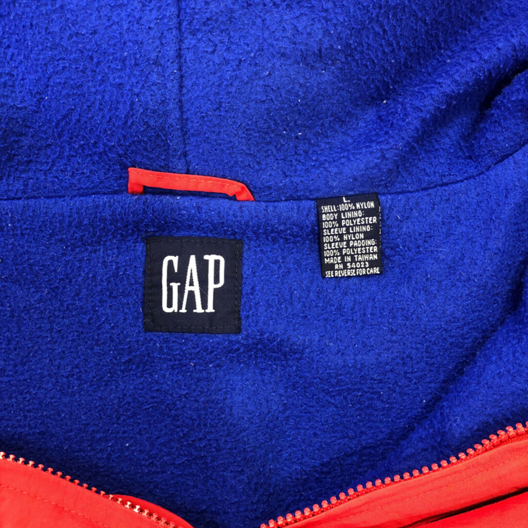 GAP(ギャップ)の90年代 GAP ギャップ ハーフジップ ナイロン マウンテンパーカー レッド (メンズ L) 中古 古着 Q4974 メンズのジャケット/アウター(マウンテンパーカー)の商品写真