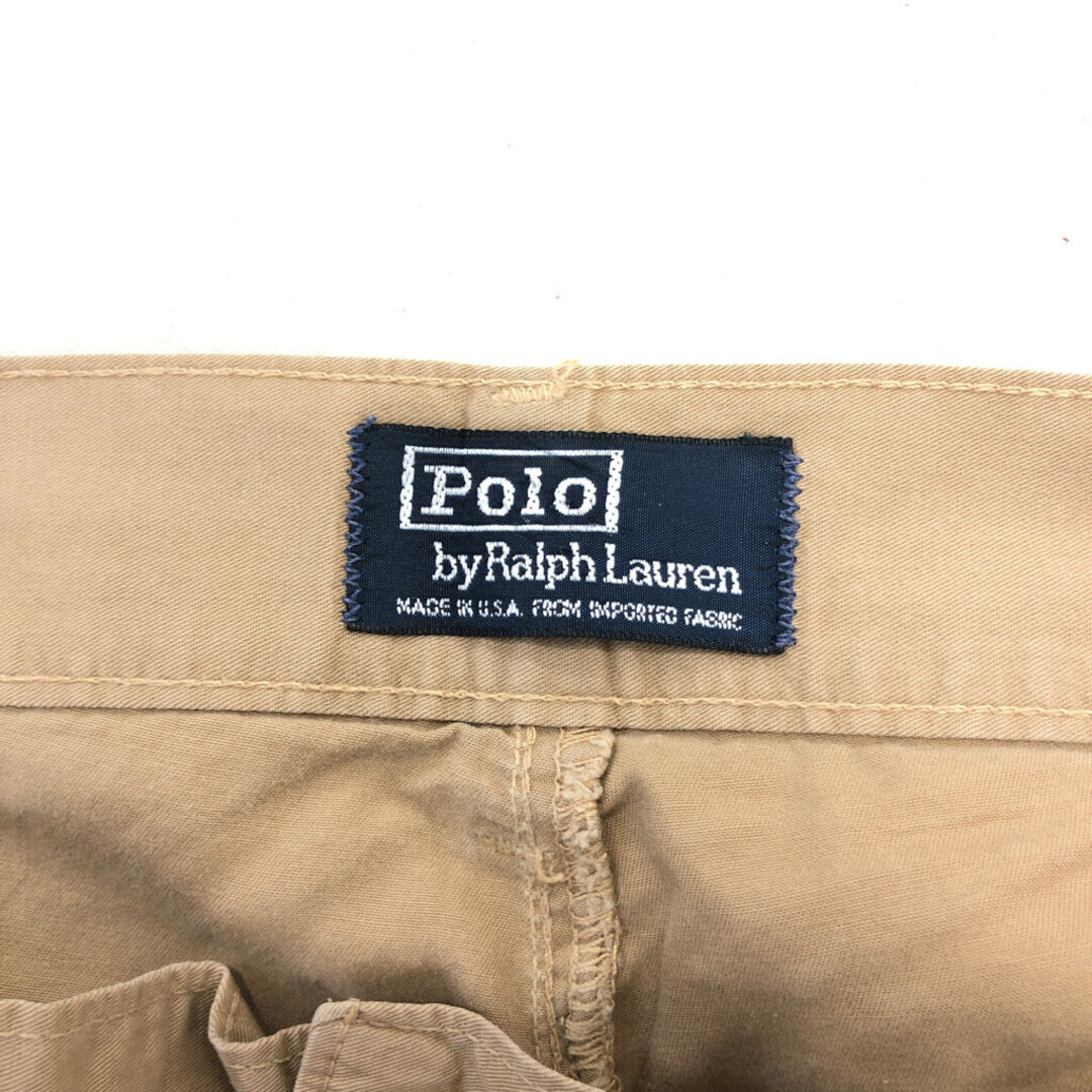 POLO RALPH LAUREN(ポロラルフローレン)の90年代 Polo by Ralph Lauren ポロ ラルフローレン 2タック テーパード チノパンツ ポロチノ ベージュ (メンズ W36 L34) 中古 古着 Q5013 メンズのパンツ(その他)の商品写真