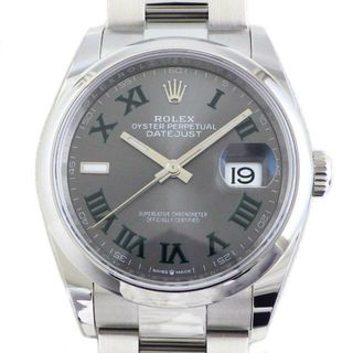 ロレックス(ROLEX)のロレックス Rolex 腕時計 デイトジャスト 36 126200 カレンダー ルーレット刻印 ローマ数字 インデックス サンレイ グレー 文字盤 オイスタースチール SS 自動巻き 【中古】(腕時計(アナログ))