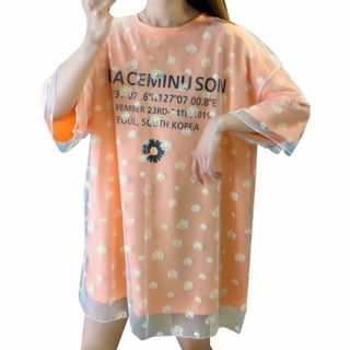 [ライトライフ] 3カラー シフォン 花柄 Tシャツ レディース 半袖 シースル(その他)