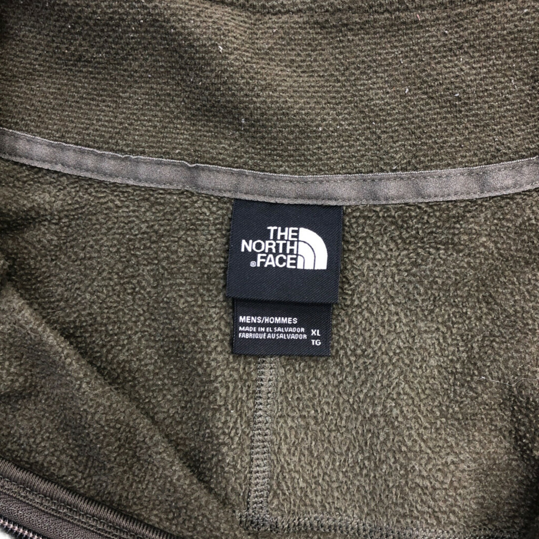 THE NORTH FACE(ザノースフェイス)のTHE NORTH FACE ノースフェイス ハーフジップ フリースジャケット アウトドア ワンポイント オリーブ (メンズ XL) 中古 古着 Q4845 メンズのジャケット/アウター(その他)の商品写真