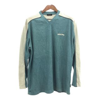 Billabong ビラボン Vネック リブニット セーター ワンポイント エメラルドグリーン (メンズ M) 中古 古着 Q4861(ニット/セーター)