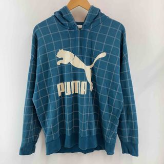 PUMA プーマ メンズ パーカー 総柄 ターコイズブルー