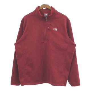 ザノースフェイス(THE NORTH FACE)のTHE NORTH FACE ノースフェイス ハーフジップ フリースジャケット 大きいサイズ ワンポイント レッド (メンズ 2XL) 中古 古着 Q4885(その他)