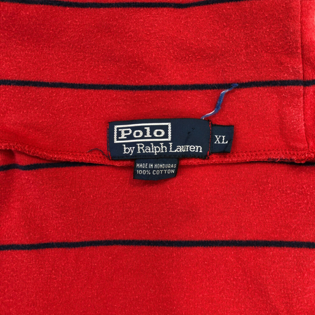 POLO RALPH LAUREN(ポロラルフローレン)のPolo by Ralph Lauren ポロ ラルフローレン タートルネック 長袖Ｔシャツ ワンポイントロゴ ボーダー レッド (メンズ XL) 中古 古着 Q4890 メンズのトップス(Tシャツ/カットソー(七分/長袖))の商品写真