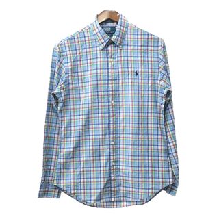 ポロラルフローレン(POLO RALPH LAUREN)のPolo by Ralph Lauren ポロ ラルフローレン ボタンダウン 長袖シャツ チェック ライトブルー (メンズ M) 中古 古着 Q4916(シャツ)