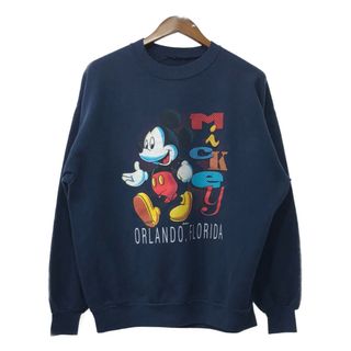 ディズニー(Disney)の90年代 Disney ディズニー ミッキーマウス スウェット キャラクター ネイビー (メンズ XL相当) 中古 古着 Q4911(スウェット)