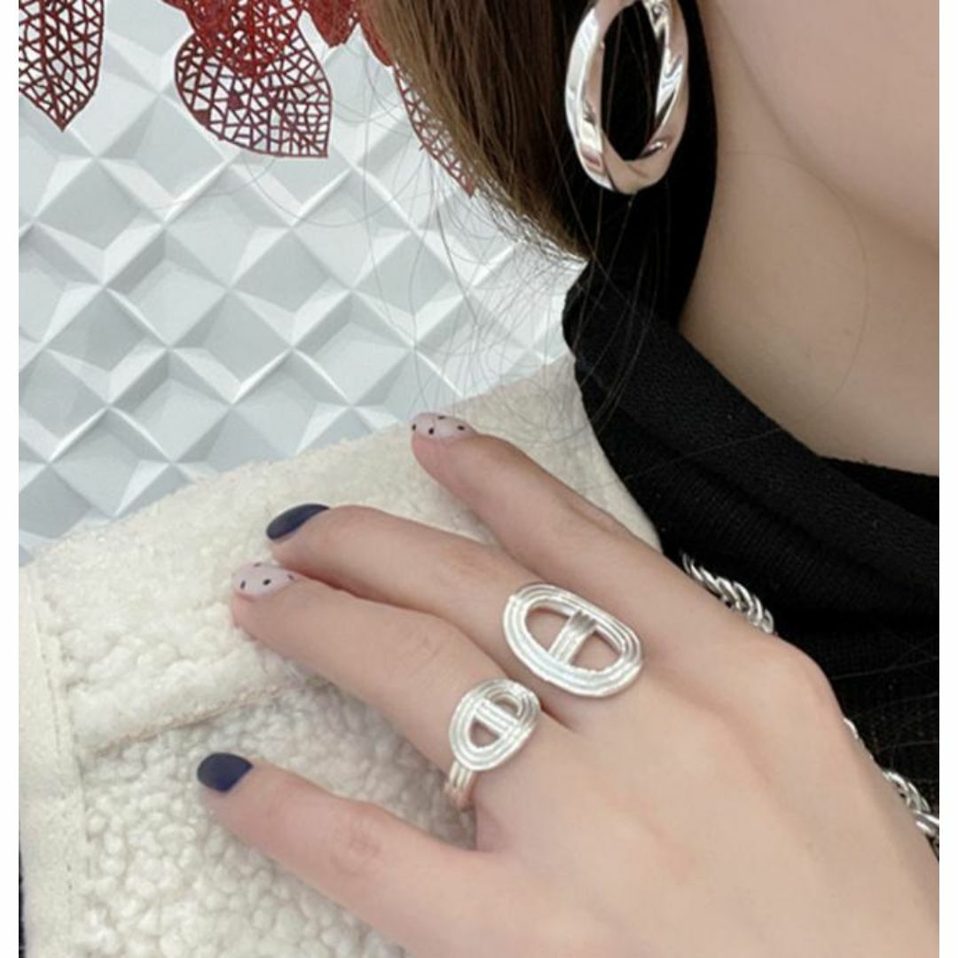 #A043 大人気！韓国 スターリングレイヤードシックシンプル シルバー925 レディースのアクセサリー(リング(指輪))の商品写真