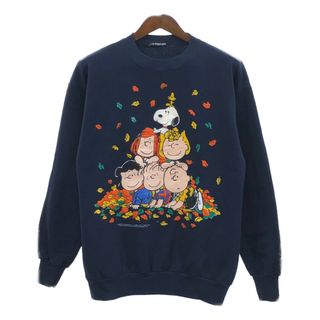 ピーナッツ(PEANUTS)の90年代 PEANUTS ピーナッツ スヌーピー スウェット キャラクター ブラック (メンズ XL相当) 中古 古着 Q4927(スウェット)