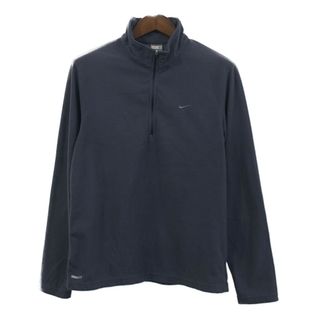 ナイキ(NIKE)のNIKE ナイキ ハーフジップ フリース プルオーバージャケット スポーツ ワンポイント グレー (メンズ M) 中古 古着 Q4934(その他)